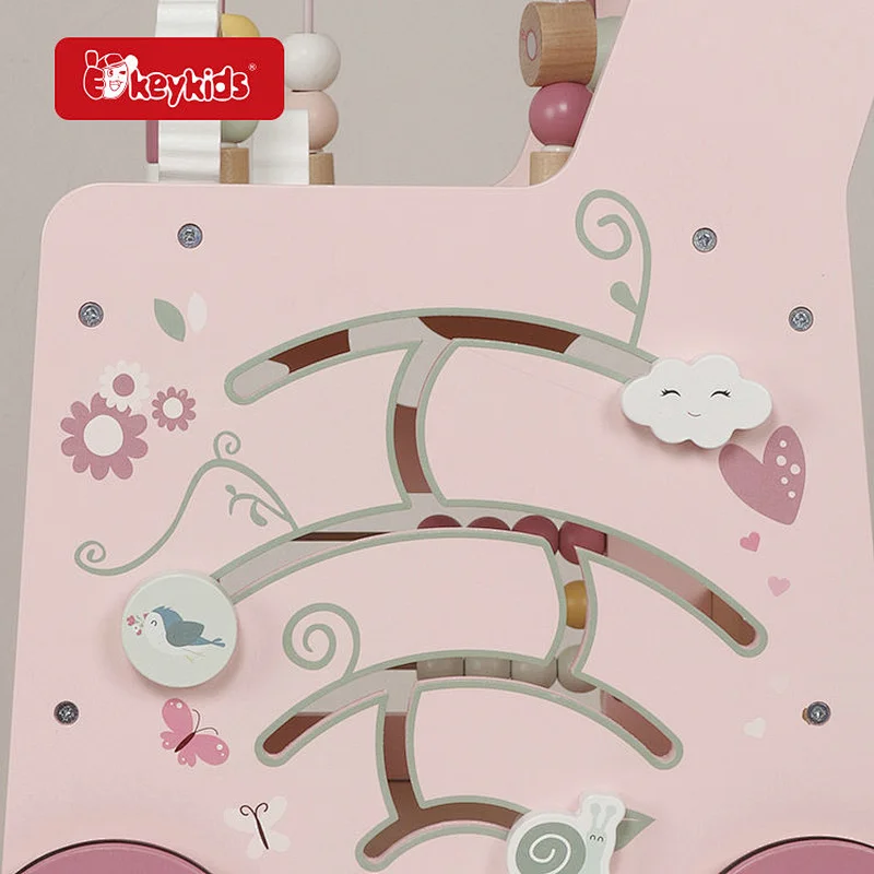 Multiple Learning Activities Push and Pull Wooden Baby Walker for Girls W16E319